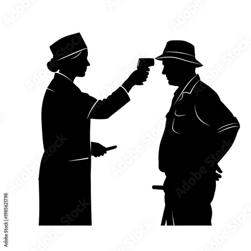 Vintage detective, gumshoe, crime scene, noir silhouette, black and white illustration, vector icons