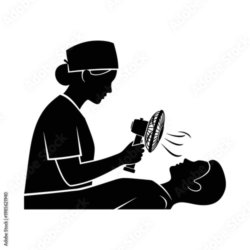 Black silhouette, facial treatment, skincare concept, beauty therapy, dermatology illustration