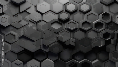 Wallpaper Mural Abstract Hexagonal Pattern Background with 3D Geometric Shapes and Shadows. Torontodigital.ca