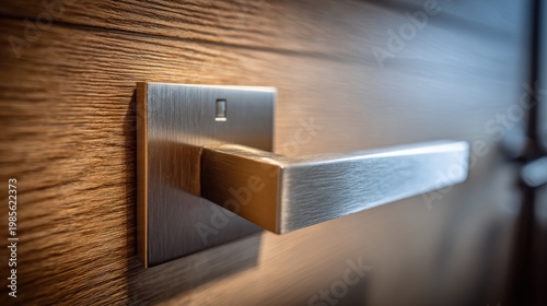 Door handle on wooden door