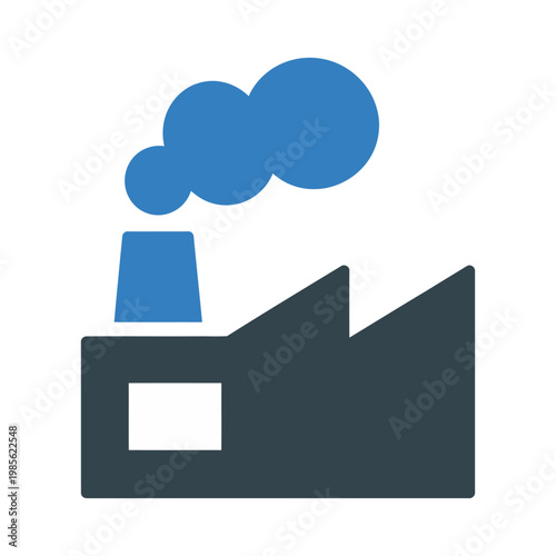 Vector graphic of a factory with smoke coming out of the chimney