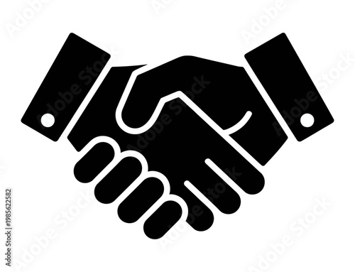 Vector graphic of two hands shaking in a firm handshake on a transparent background