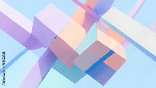 Wallpaper Mural Abstract Pastel Geometric Shapes Intersecting on Light Blue Background. Torontodigital.ca