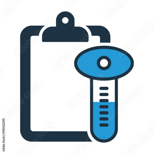 Vector graphic of a clipboard with a test tube