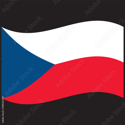 Czech Republic national waving flag with blue triangle symbolic design