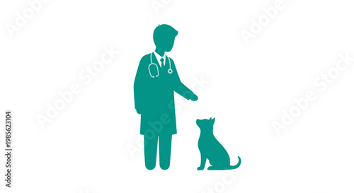 Veterinarian Examining a Cat Silhouette.