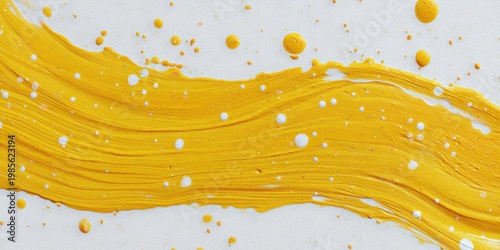 Textured Gold Brush Stroke With Splatter On White Glitter Background