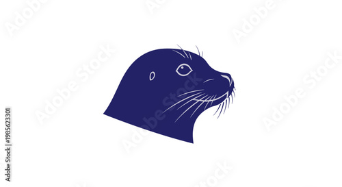 Seal Head Illustration with Whiskers and Eye.
