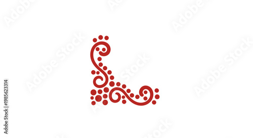 Decorative Red Swirly Letter or Symbol.