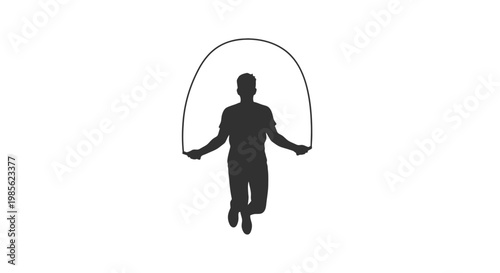 Man Jumping Rope Silhouette Fitness Exercise.