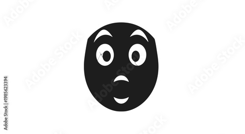 Black Emoji Face with Surprised Expression.