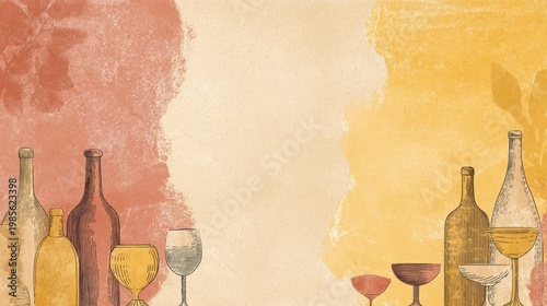 Gathering of bottles and glasses