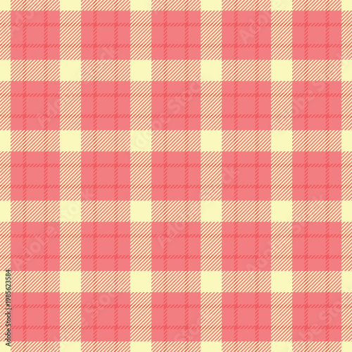 Grungy texture background check, simple pattern fabric textile. Minimalist tartan plaid seamless vector in red and light colors.