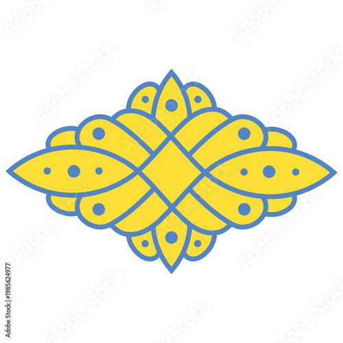 Unique symmetrical floral mandala, ornamental motif, geometric art