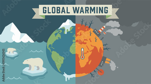 Global Warming Concept Illustration Showing Environmental Impact