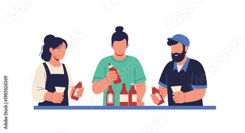 Group of Friends Enjoying Craft Beer Tasting at Bar