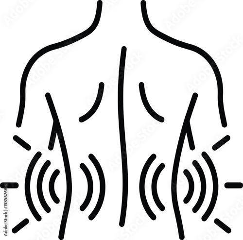Male with highlighted back and sides representing body contouring liposuction treatment vector illustration.