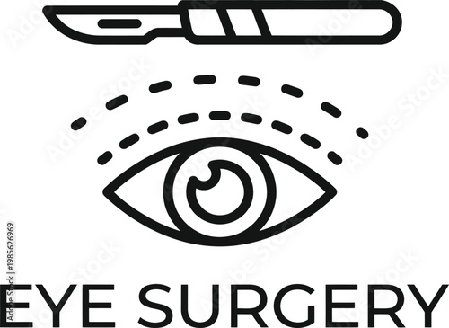Eye surgery medical procedure icon representing ophthalmic treatment and vision correction vector graphic.
