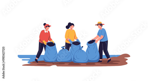 Group of People Collecting Trash in a Community Cleanup Event