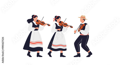 Traditional Folk Dancing with Violin and Guitar Players
