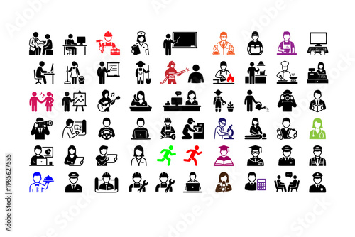 Icon Sheet of People at Different Work