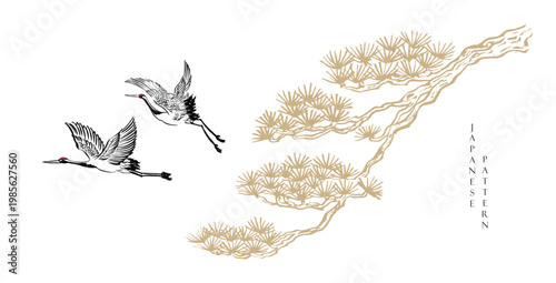 Black abstract mountain background with Chinese painting in Traditional style. Brush stroke vector