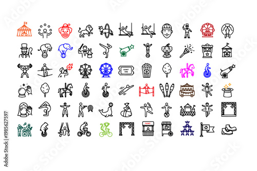Icon Sheet of Circus and Entertainment