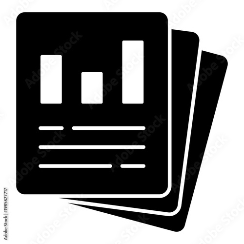 Financial Report and Business Data Analysis Document Solid Glyph Icon