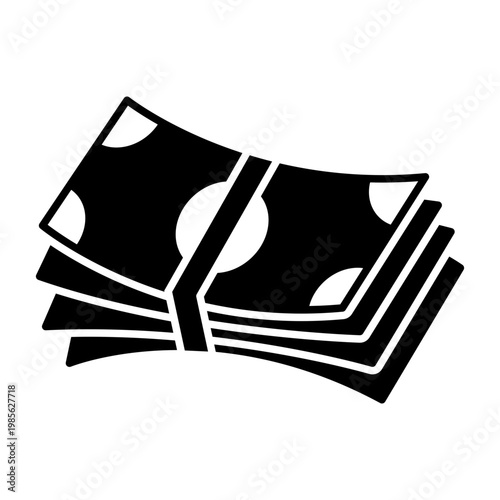 Cash Banknote Bundle Glyph Icon for Financial and Payment Interface