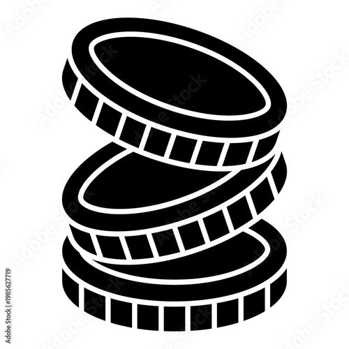 Stack of Coins Solid Icon for Finance, Banking, and Money Savings