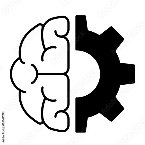 Brain and Gear Business Strategy Solid Icon