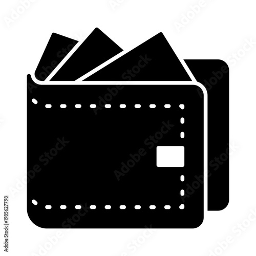 Wallet Solid Glyph Icon for Finance and Digital Payment App