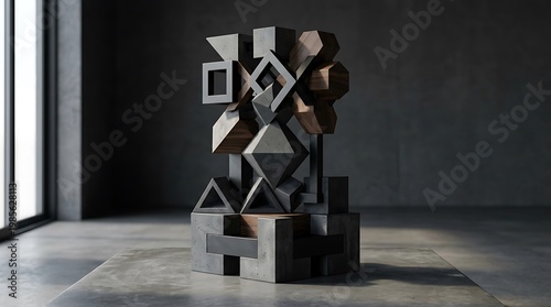 Interlocking shapes forming a stable structure symbolizing family strength.