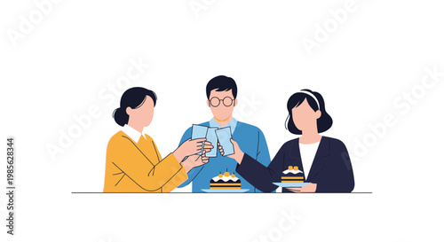 Friends Enjoying Dessert Together at a Café