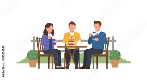 Family Enjoying Picnic in Garden with Food and Drinks