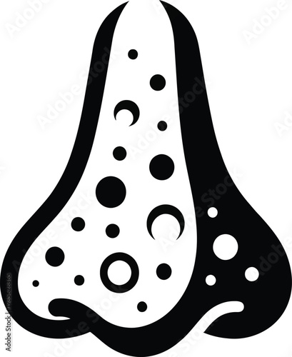 Nose with blackheads and acne for dermatological issues or skincare problems vector illustration.