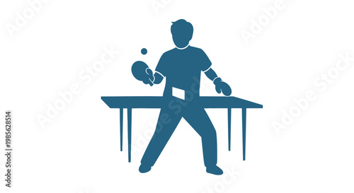 Man Playing Table Tennis with Paddle.