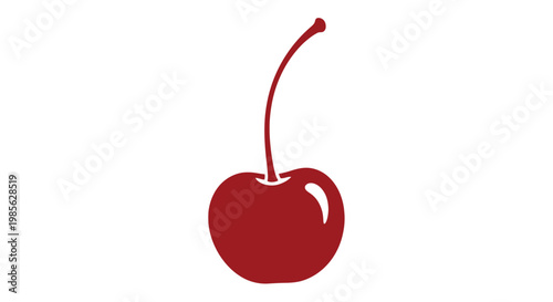 Red Cherry Fruit with Stem Illustration.