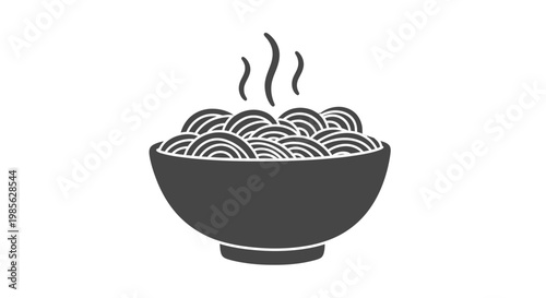 Bowl of Steaming Hot Noodles Illustration.
