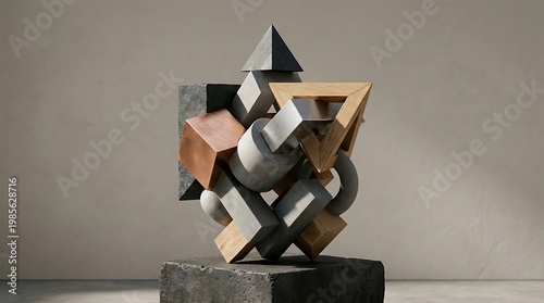 Interlocking shapes forming a stable structure symbolizing family strength.