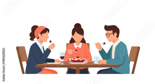 Happy Family Dinner with Food and Drinks in Modern Setting