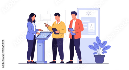 Business Professionals Collaborating Using Digital Devices in Office