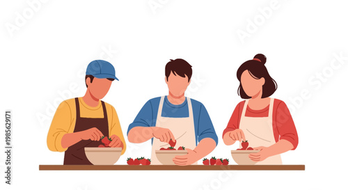 Family Cooking Together in Kitchen with Fresh Vegetables