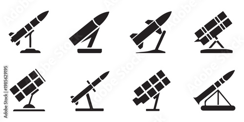 Tactical Missile and Rocket Battery Silhouette Icons