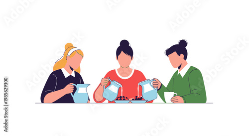 Group of Young People Shopping and Using Mobile Devices