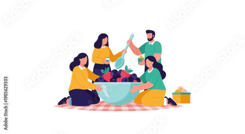 Family Picnic Sharing Food Together in Cozy Indoor Setting