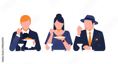 Elegant Business Professionals Enjoying Dinner at Formal Event