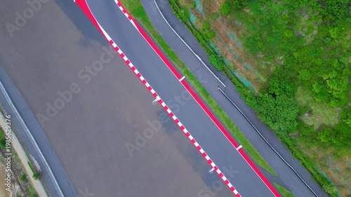 Motorcycle racing Mandalika Street Circuit Lombok. Unique aerial view drone