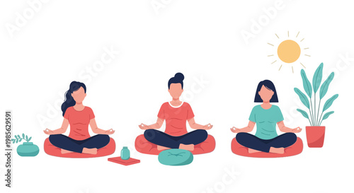 People Practicing Meditation in a Calm Indoor Space with Plants