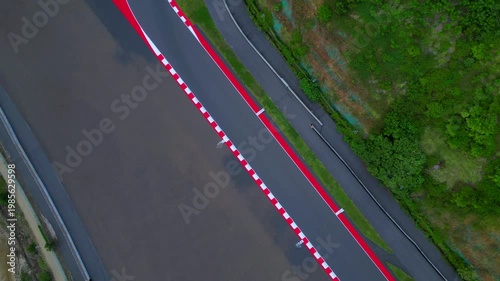 Motorcycle racing Mandalika Street Circuit Lombok. Perfect aerial view drone